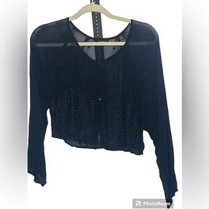 Juncture Black Cropped Top Sz Large